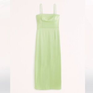 Abercrombie Bright Green Satin Strapless Maxi Dress